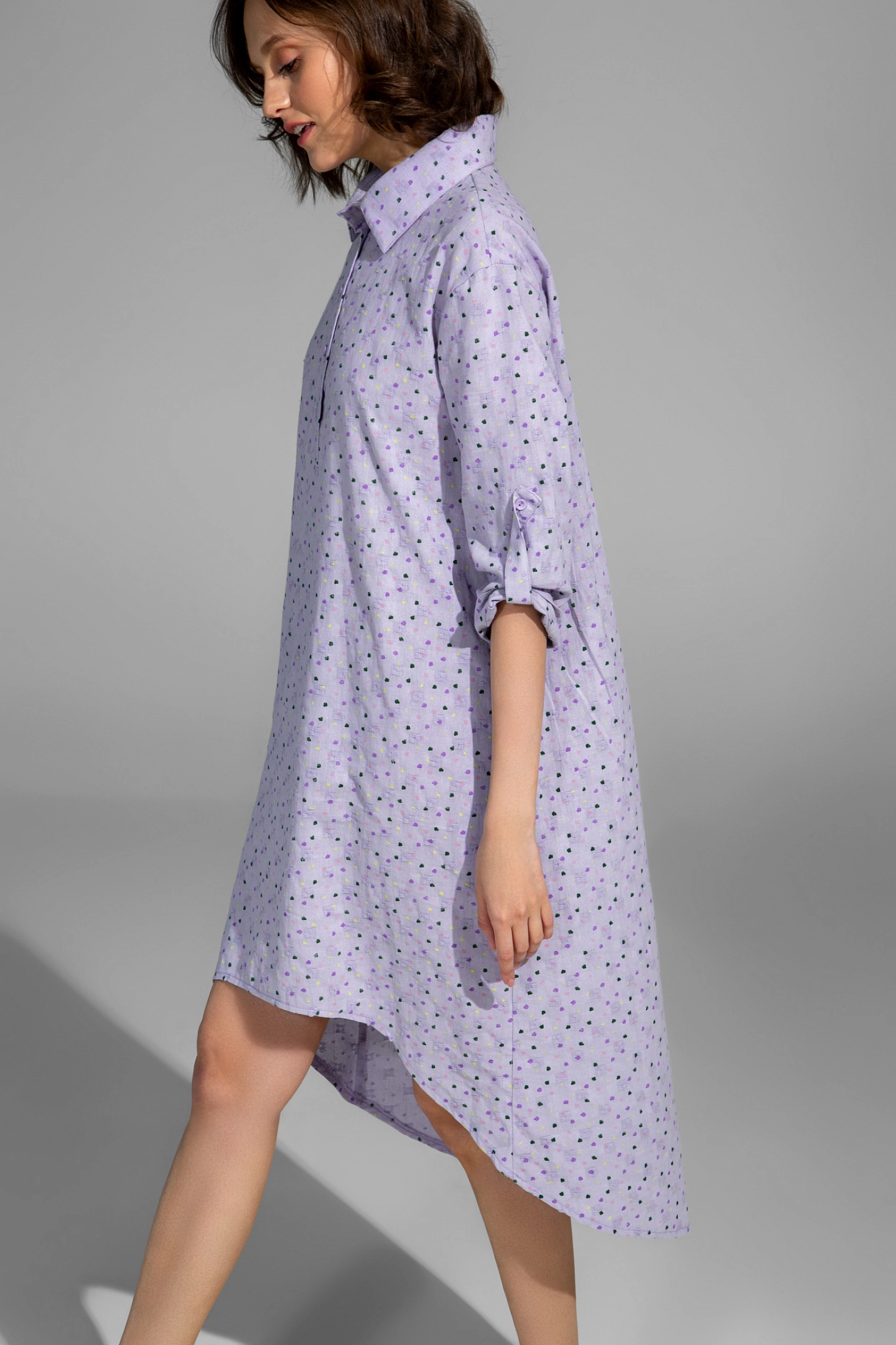 Платье-рубашка с асимметричным низом