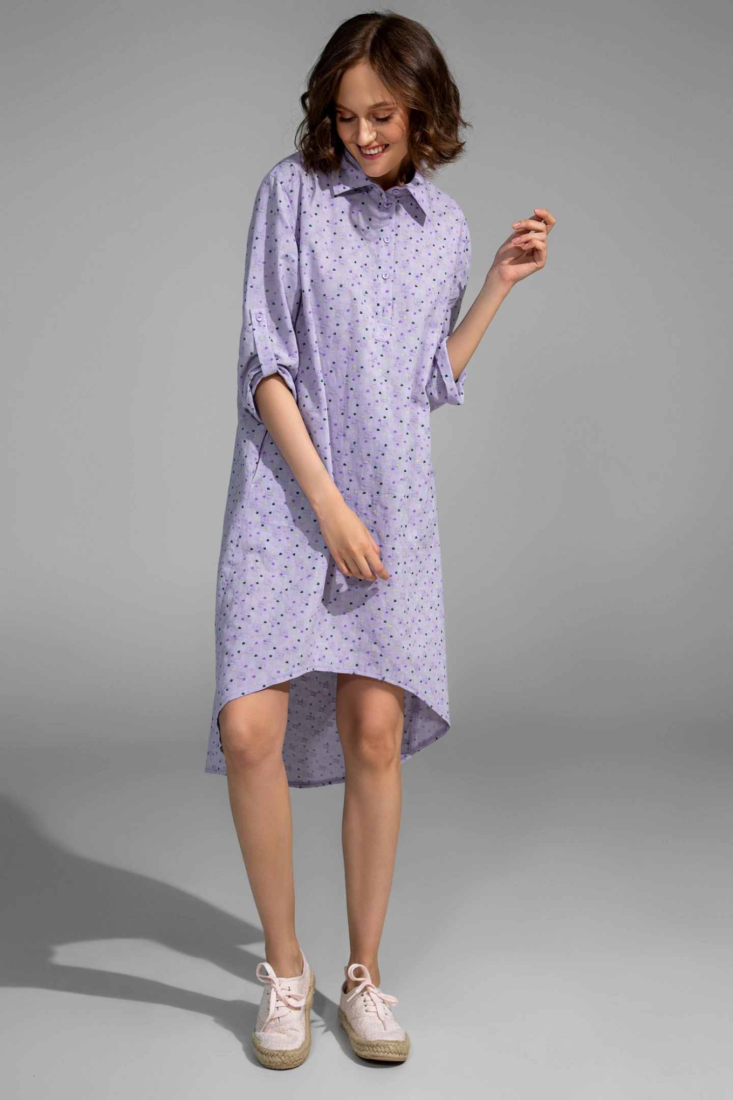 Платье-рубашка с асимметричным низом