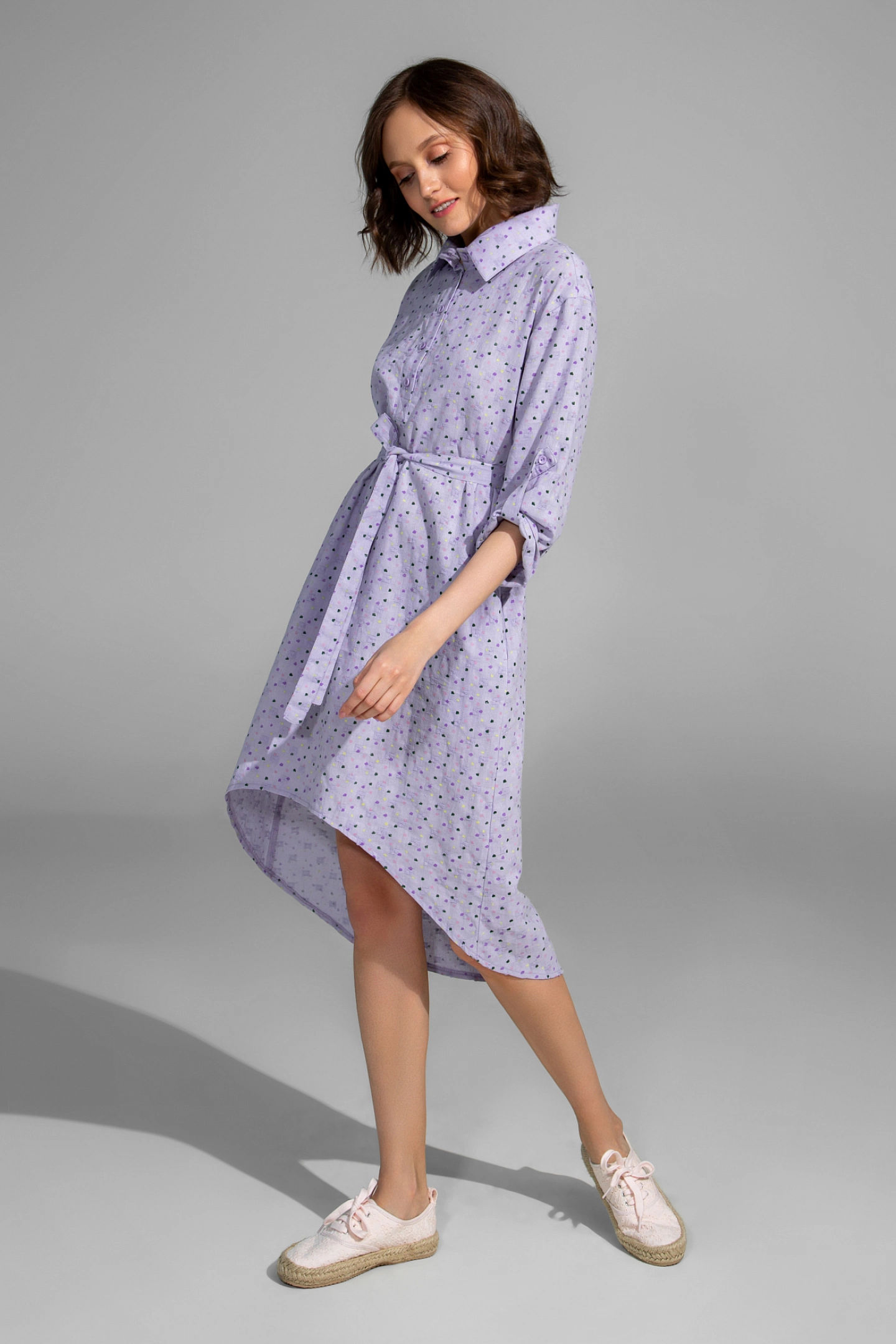 Платье-рубашка с асимметричным низом