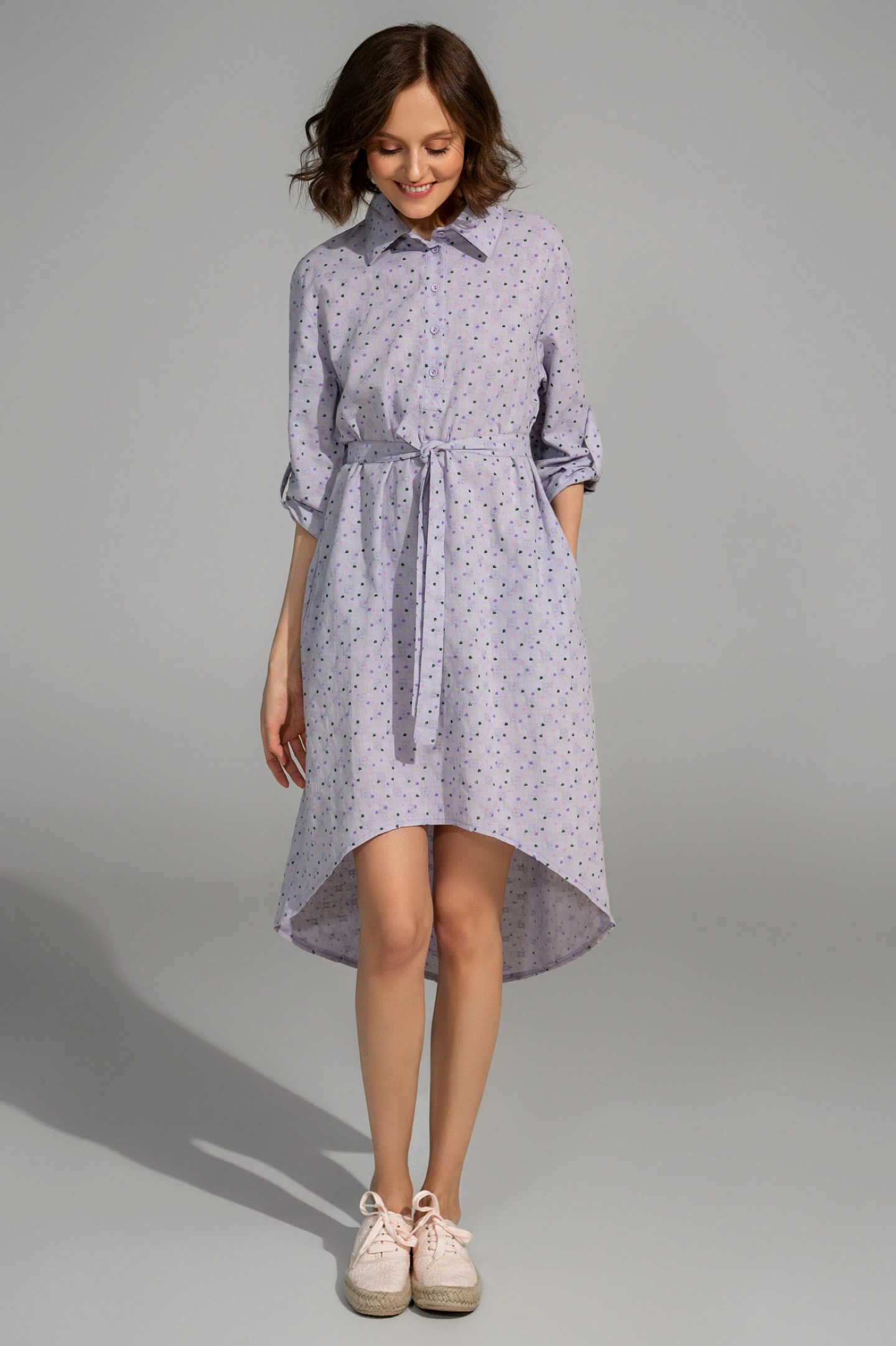 Платье-рубашка с асимметричным низом