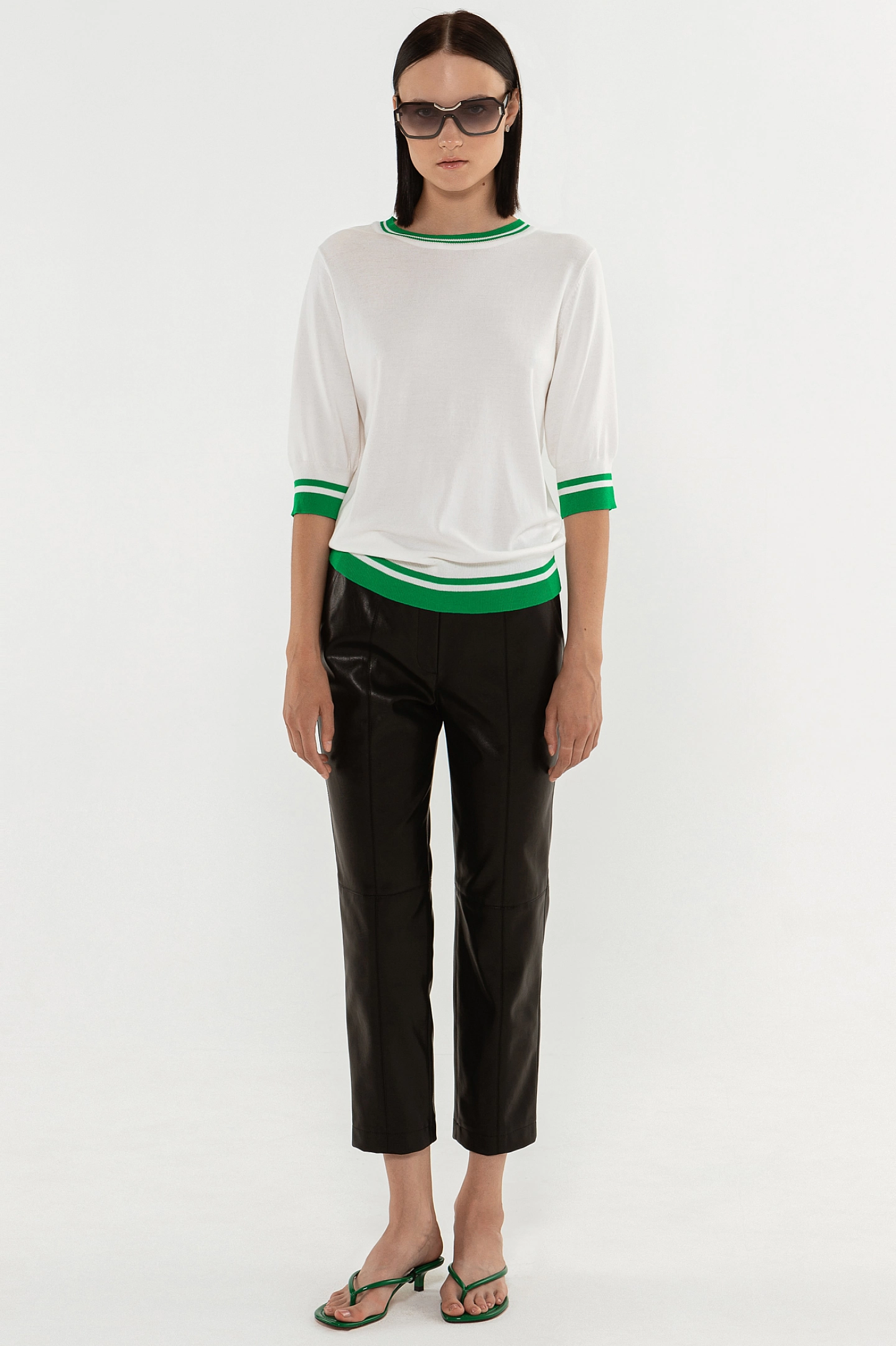 Футболка вязаная с контрастными полосами