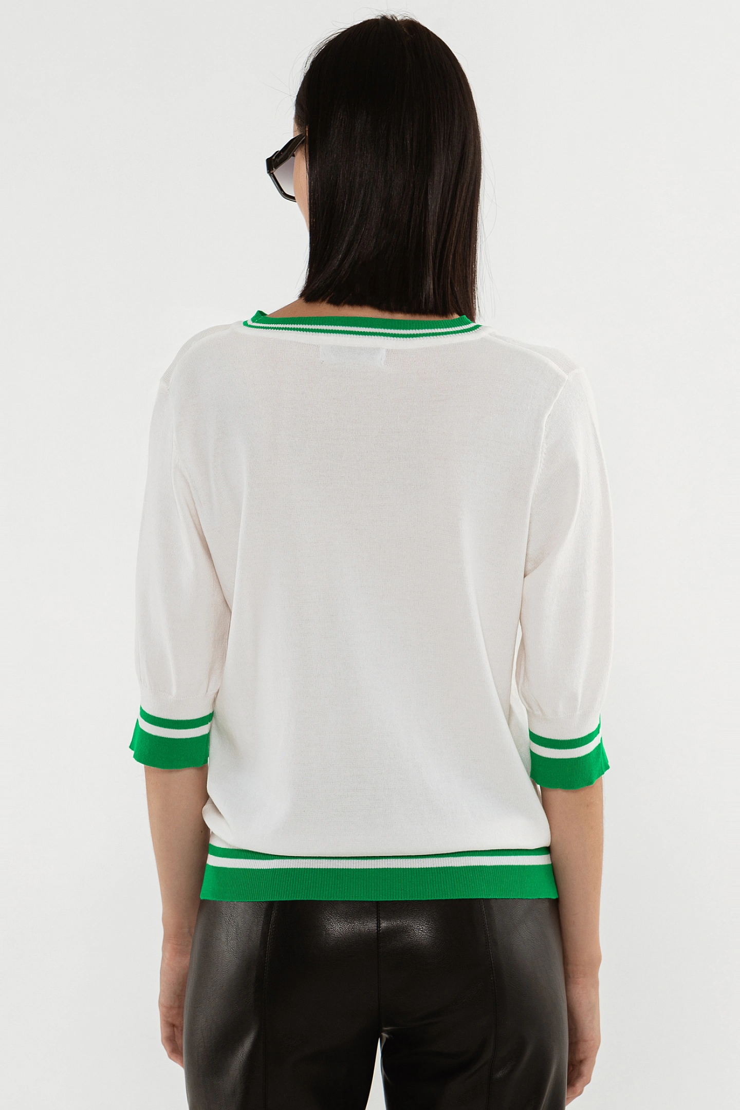 Футболка вязаная с контрастными полосами