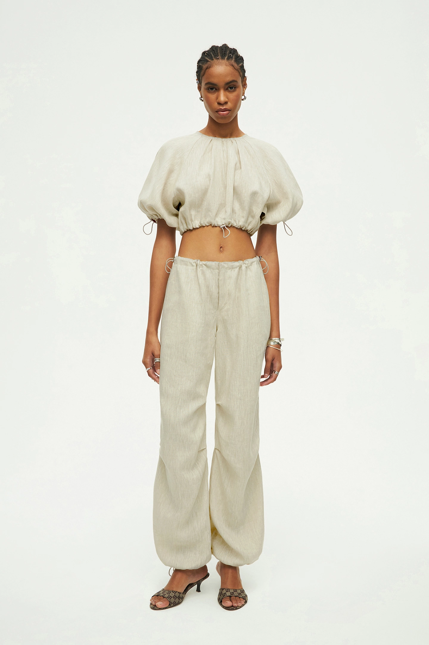 Linen crop top and sale pants set