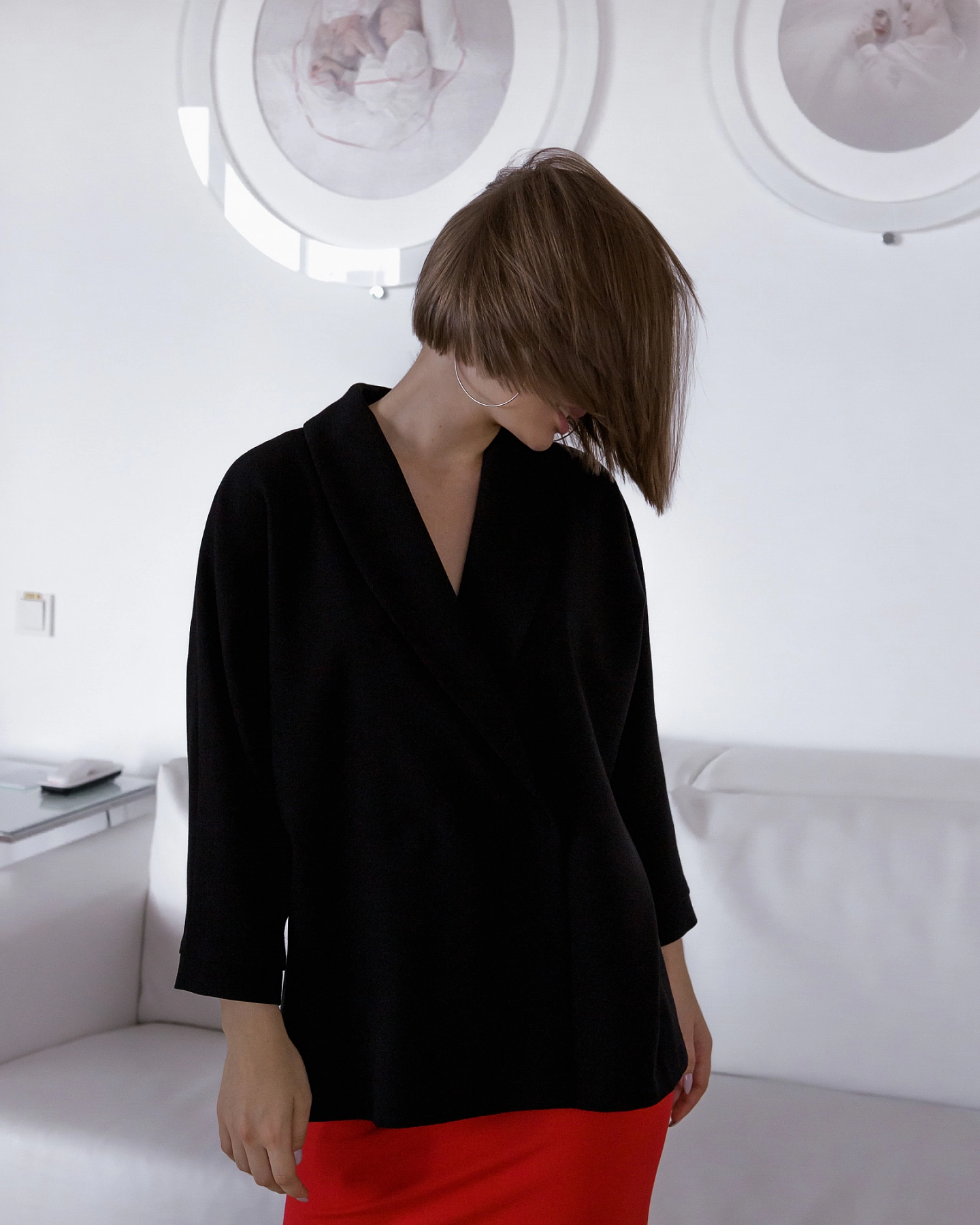 Блуза летучка с воротником шаль