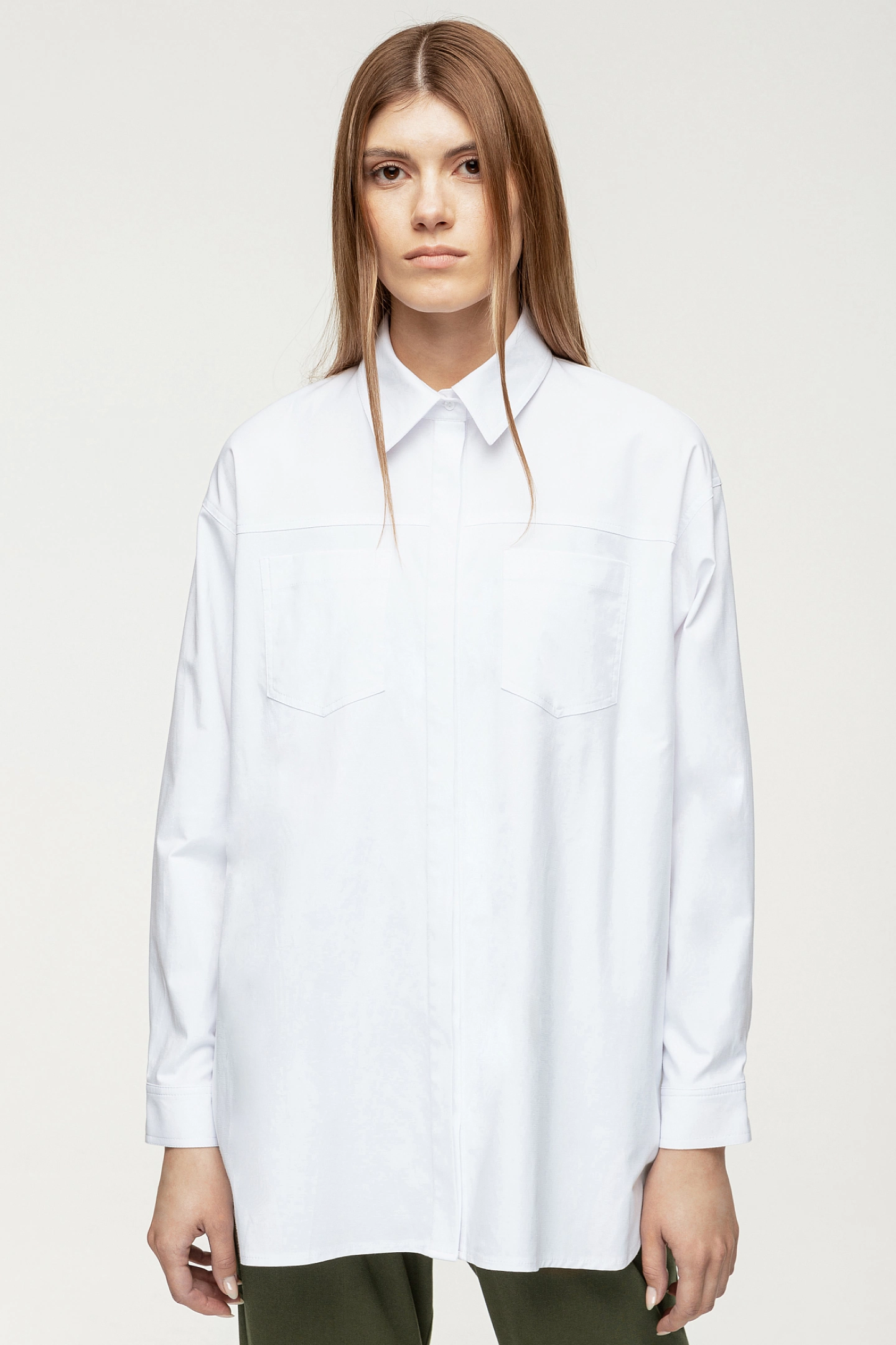 Shirt with dropped shoulder and yoke