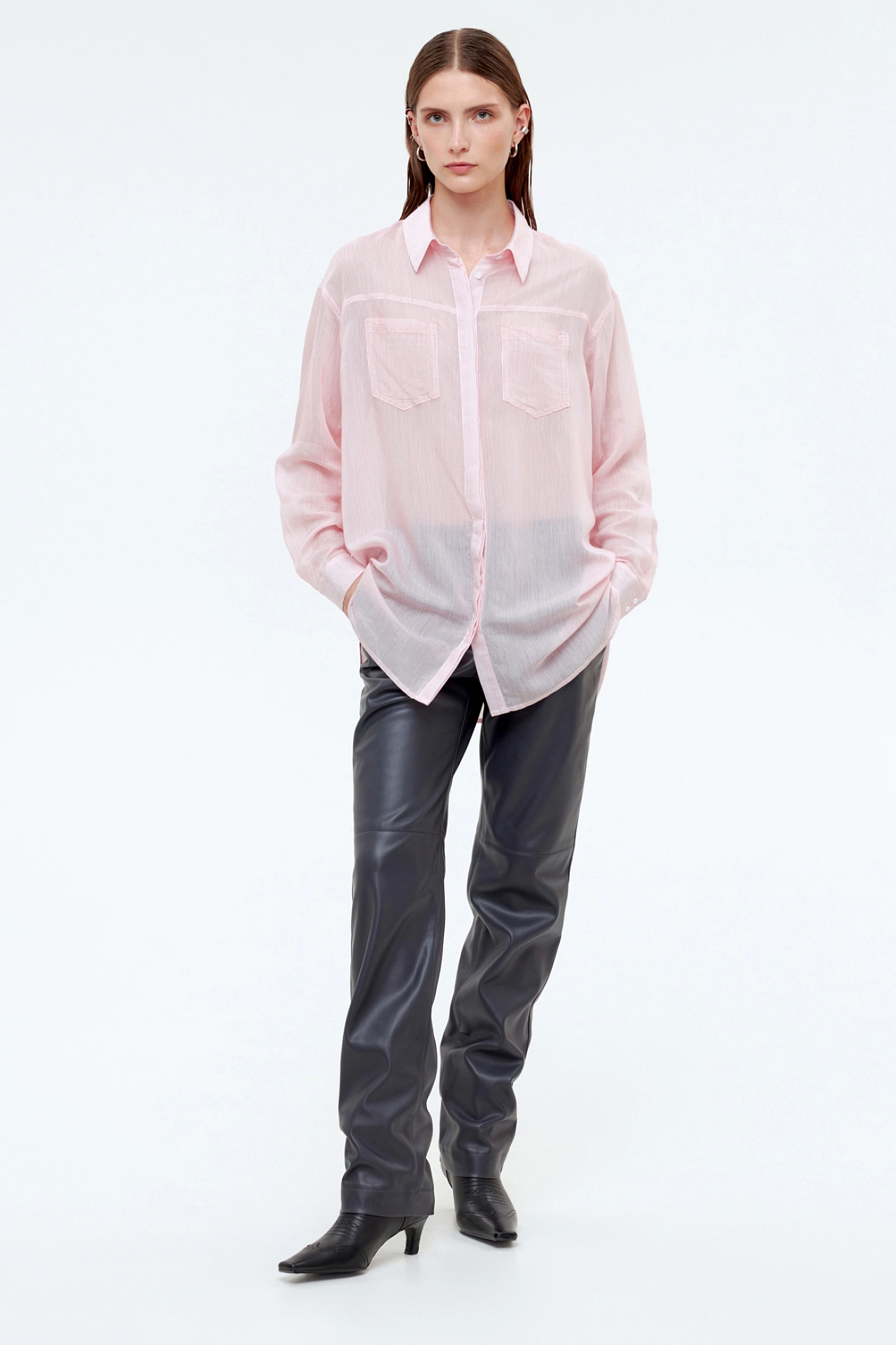 Shirt with dropped shoulder and yoke