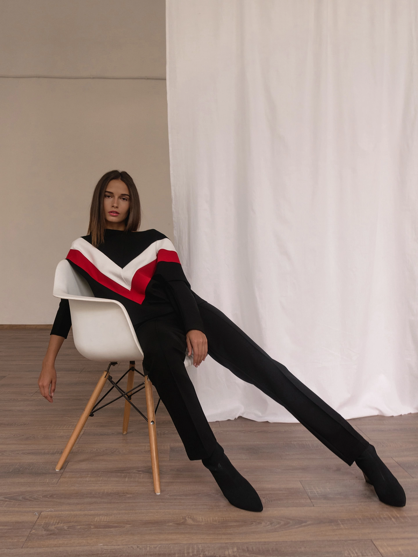 Блуза летучка трехцветная и брюки дудочки