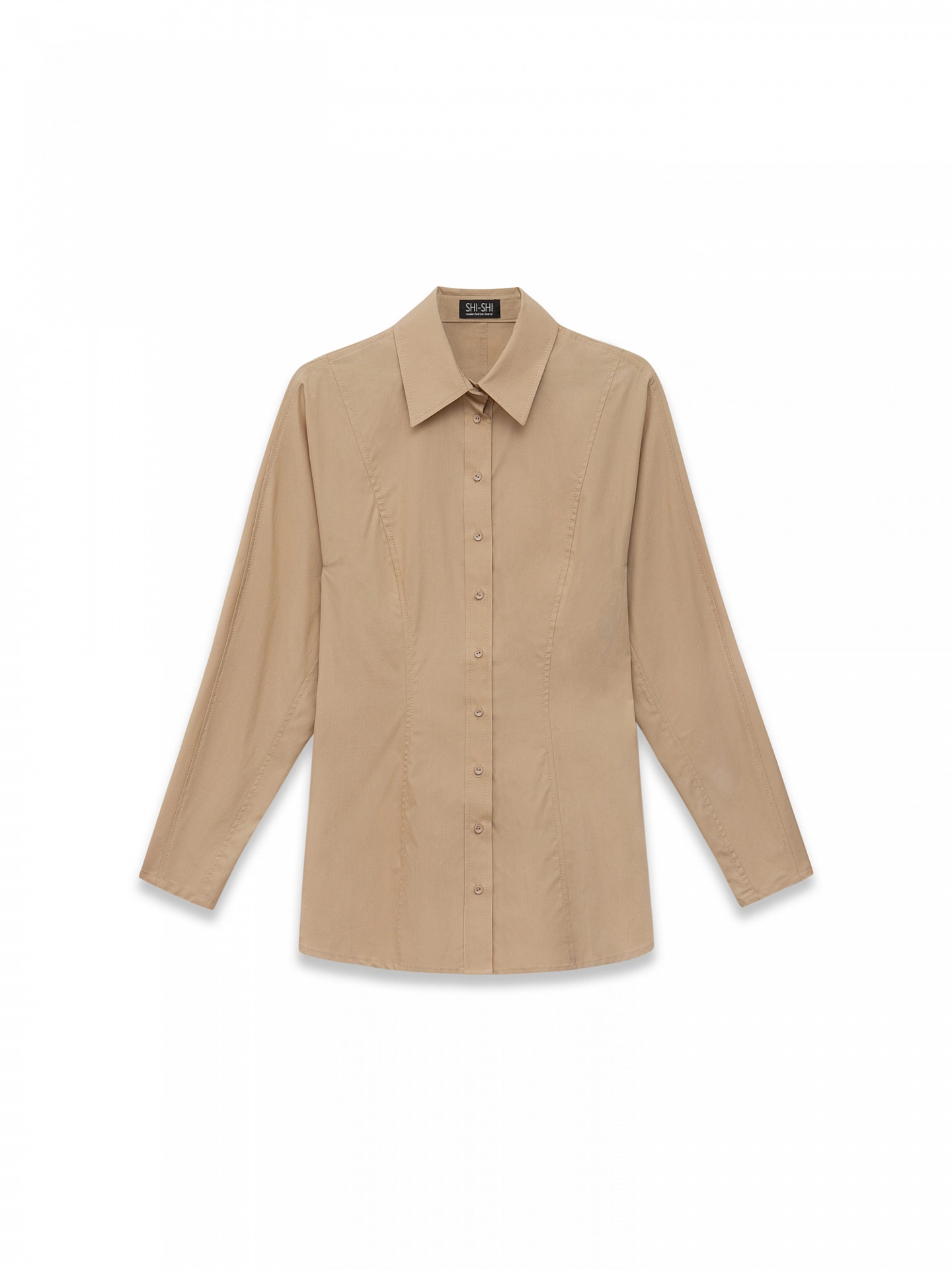 Рубашка приталенная с фигурным рукавом