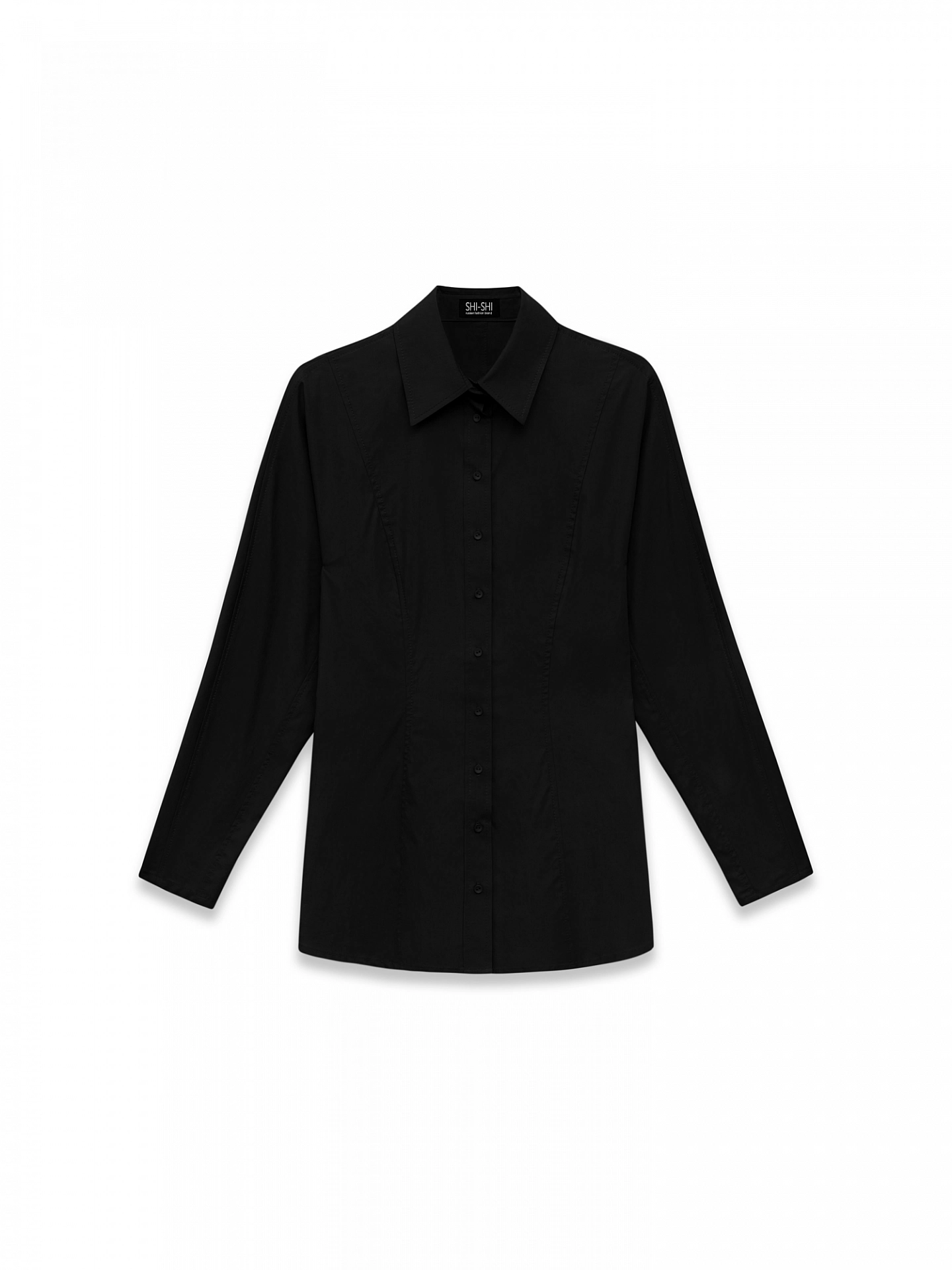 Рубашка приталенная с фигурным рукавом