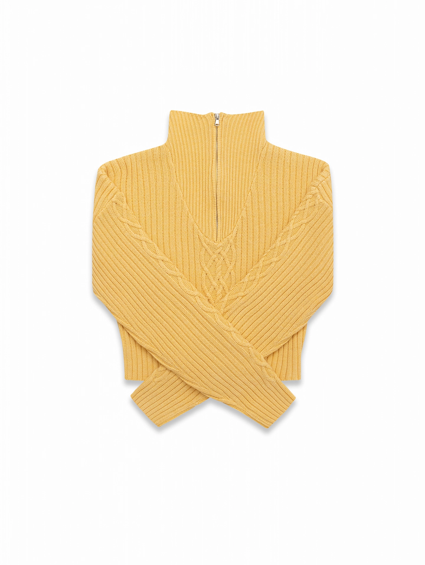 Джемпер вязаный укороченный с воротником на молнии