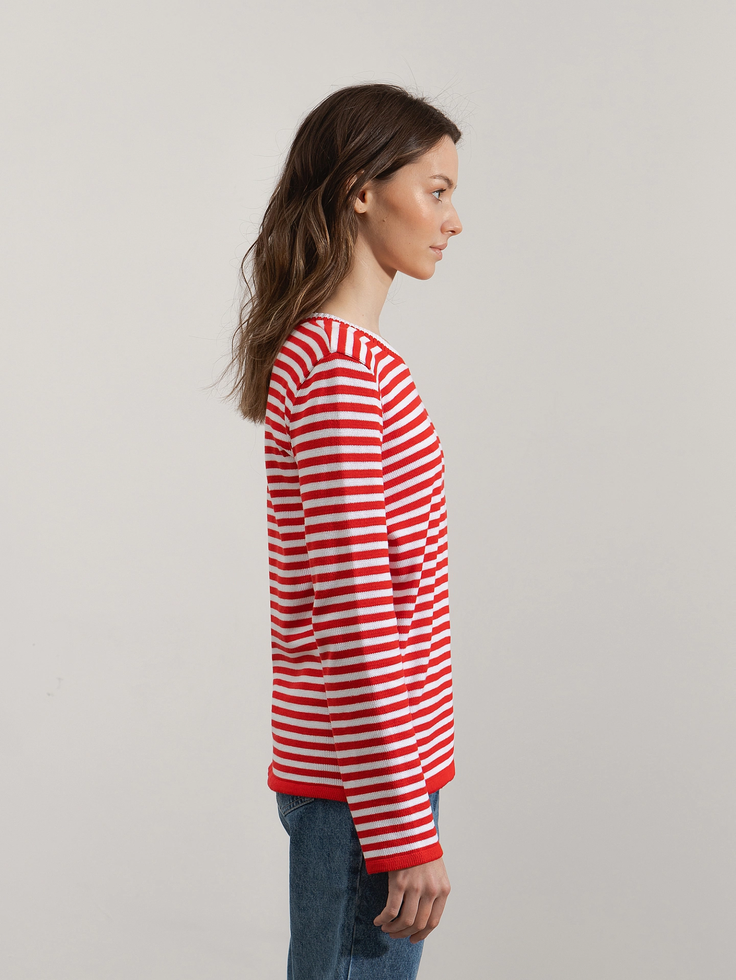 Джемпер вязаный полоса с длинным рукавом