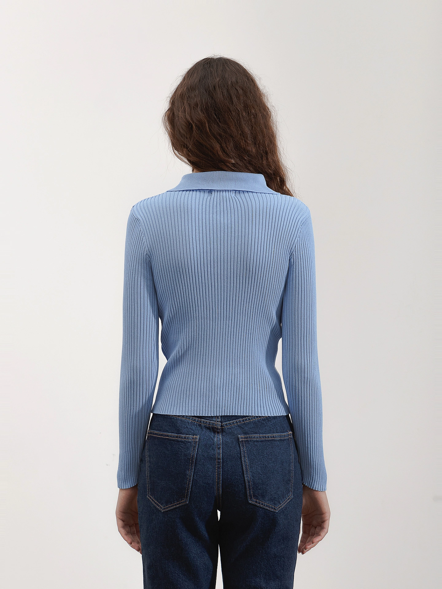 Джемпер вязаный на молнии с воротником-поло