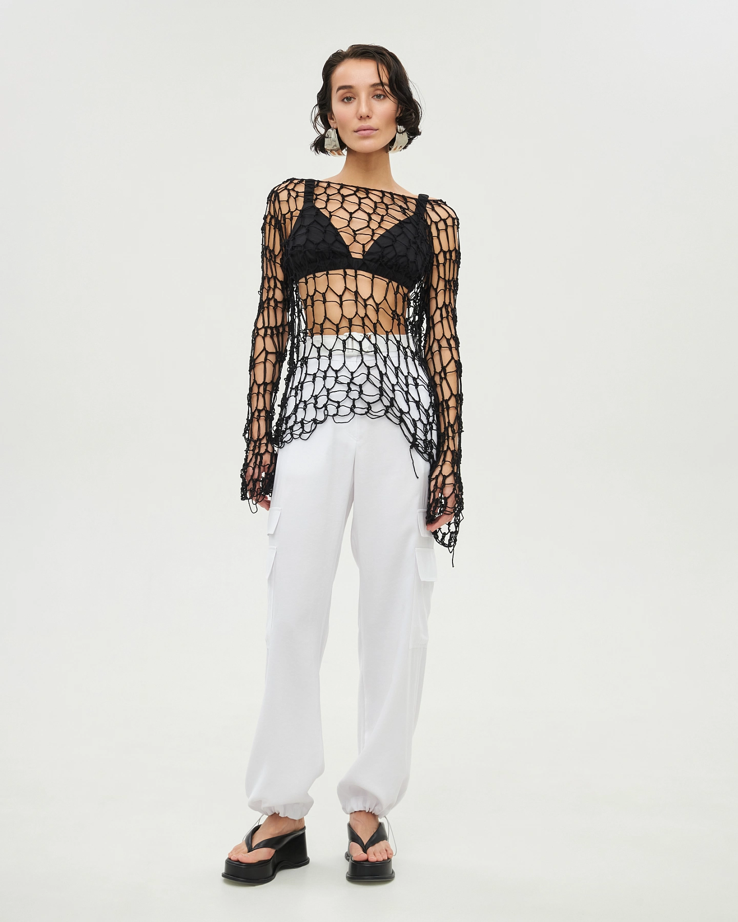 Джемпер сетка вязаный