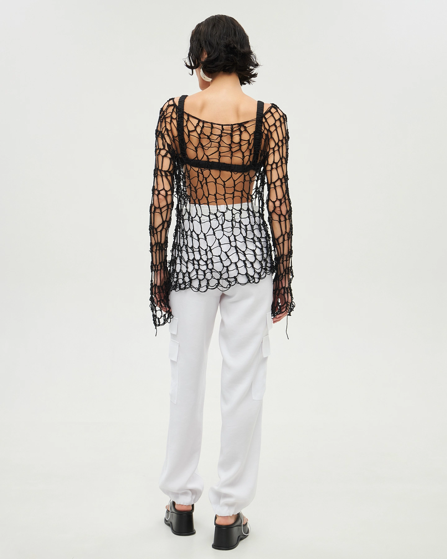 Джемпер сетка вязаный