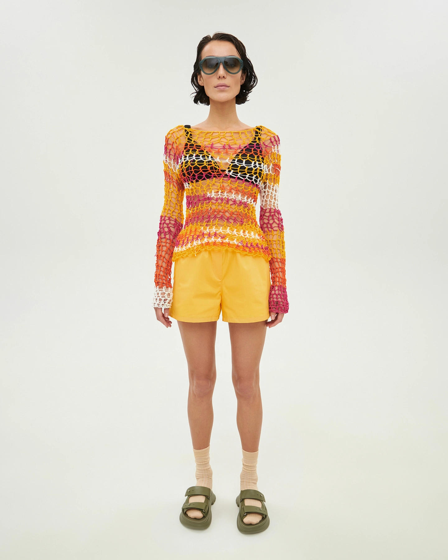 Джемпер сетка вязаный