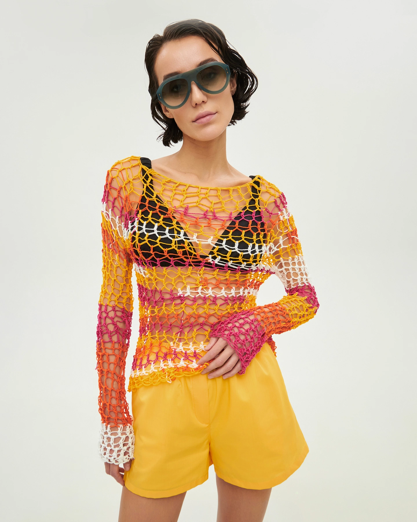 Джемпер сетка вязаный