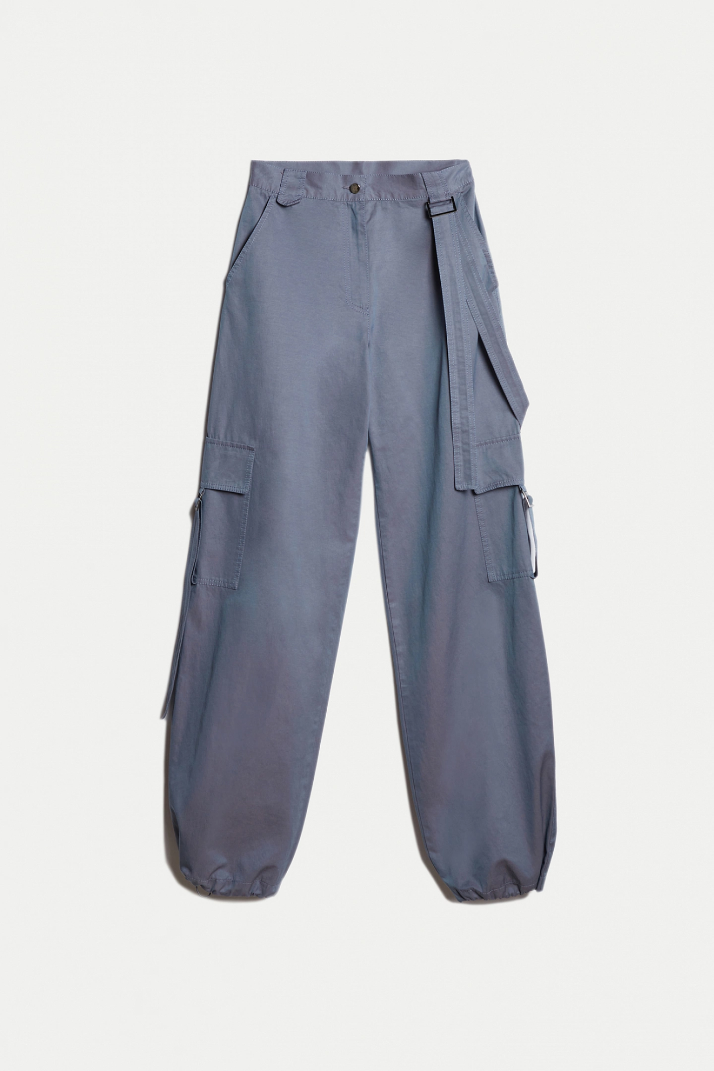 Бомбер короткий с широким рукавом и брюки - карго из хлопковой ткани