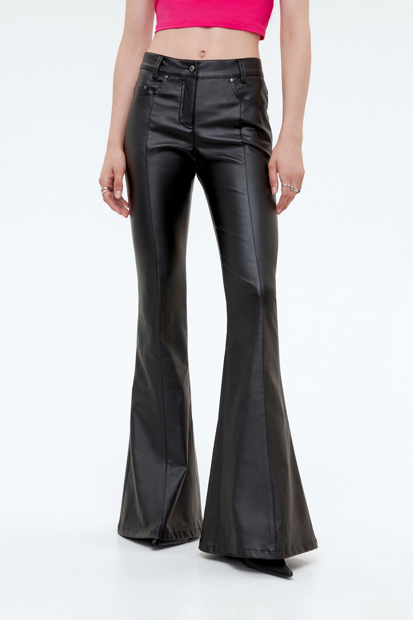 Button-down vest and flared pants