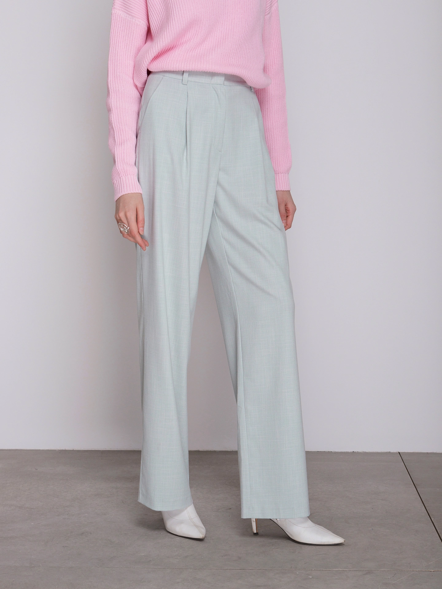 Жакет двубортный с воротником шаль и брюки - трубы