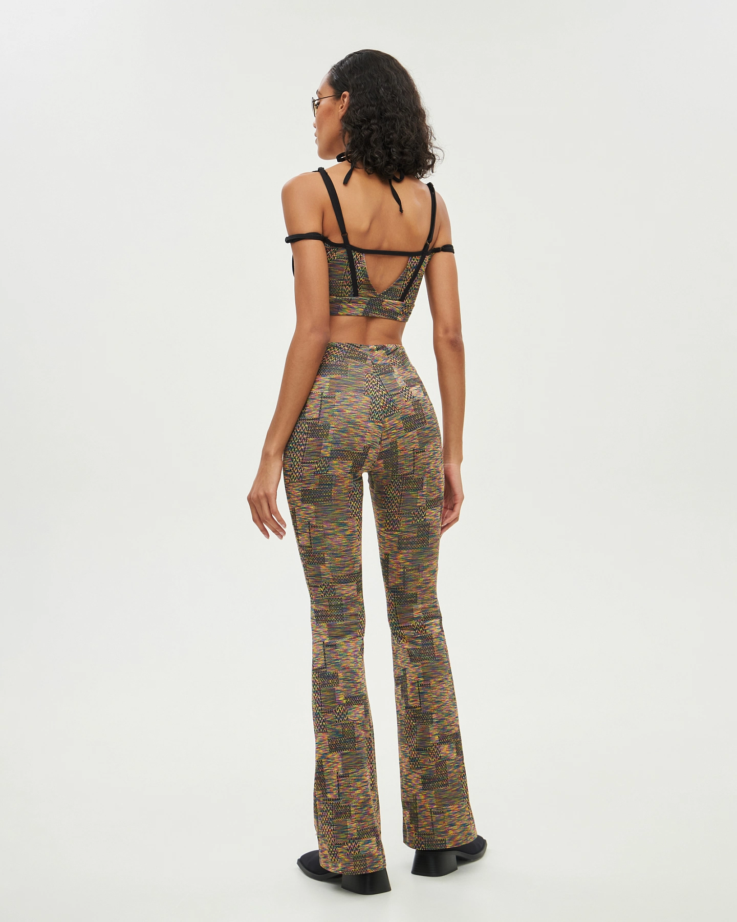 Брюки клёш трикотажные принт