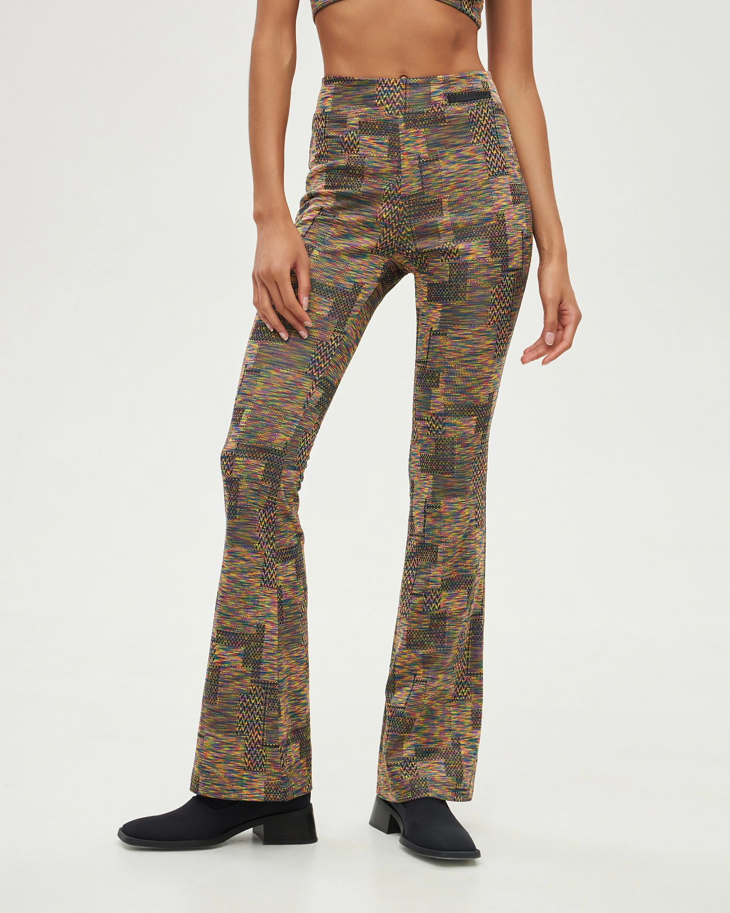 Брюки клёш трикотажные принт