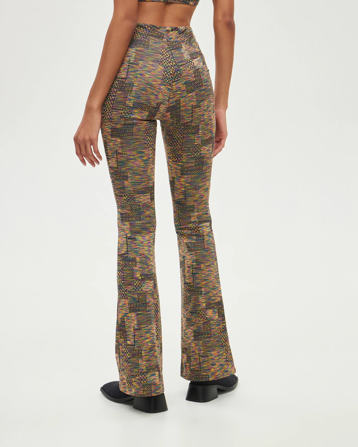 Брюки клёш трикотажные принт