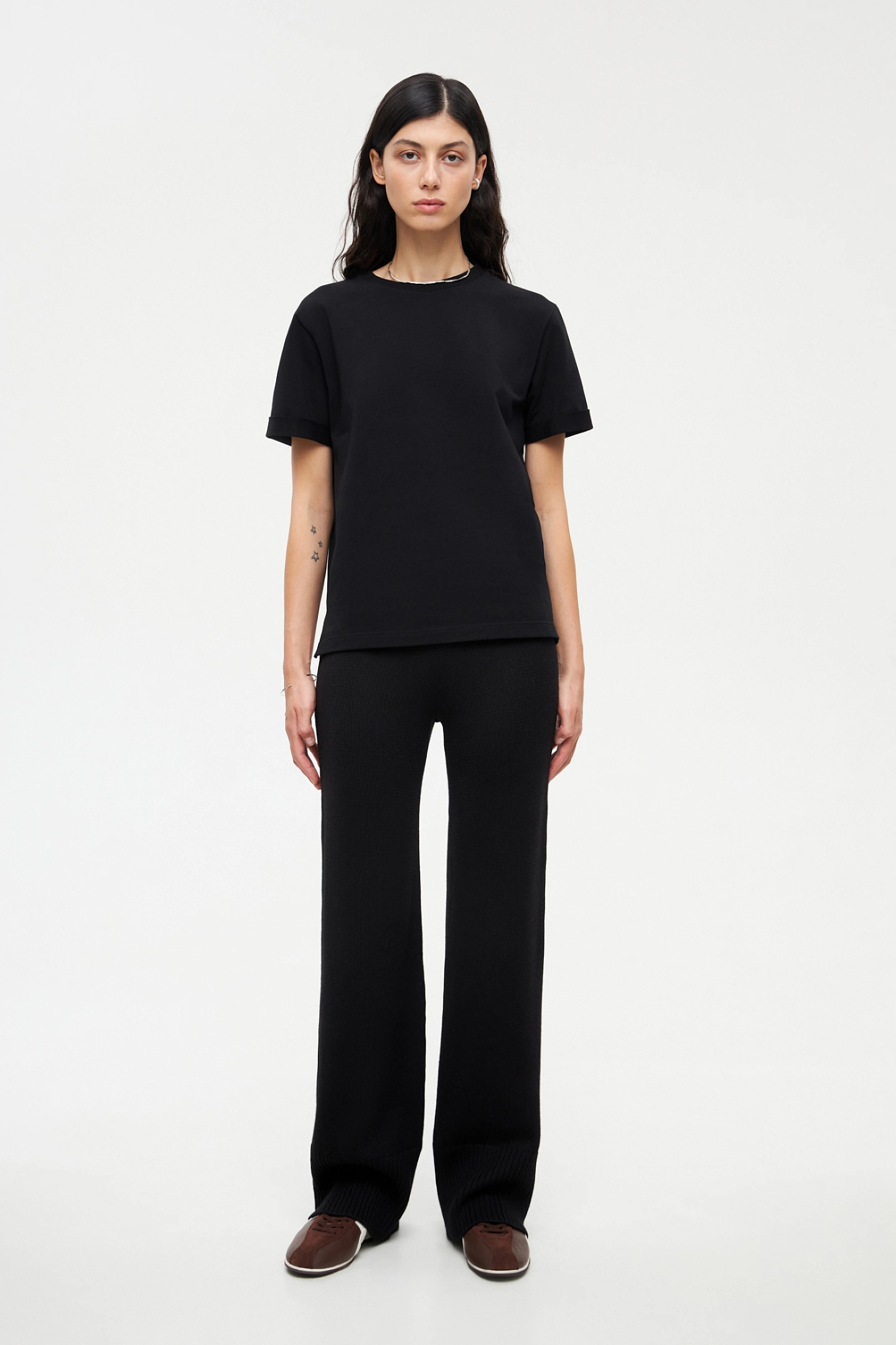 Брюки вязаные с широкой резинкой