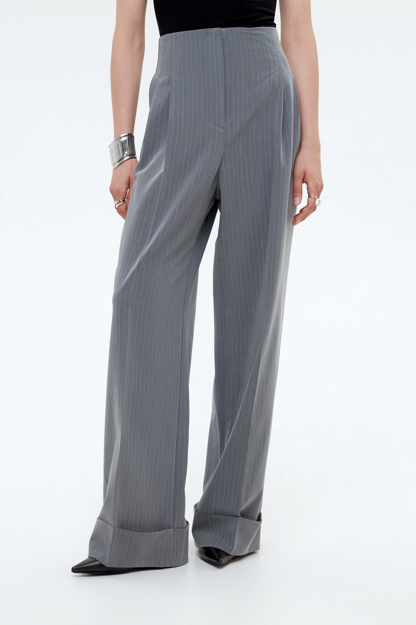 Брюки прямые с завышенной талией