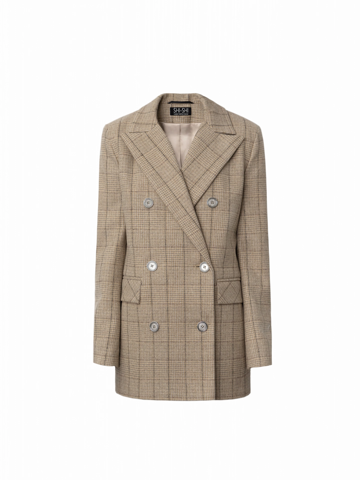 Жакет двубортный с острыми лацканами