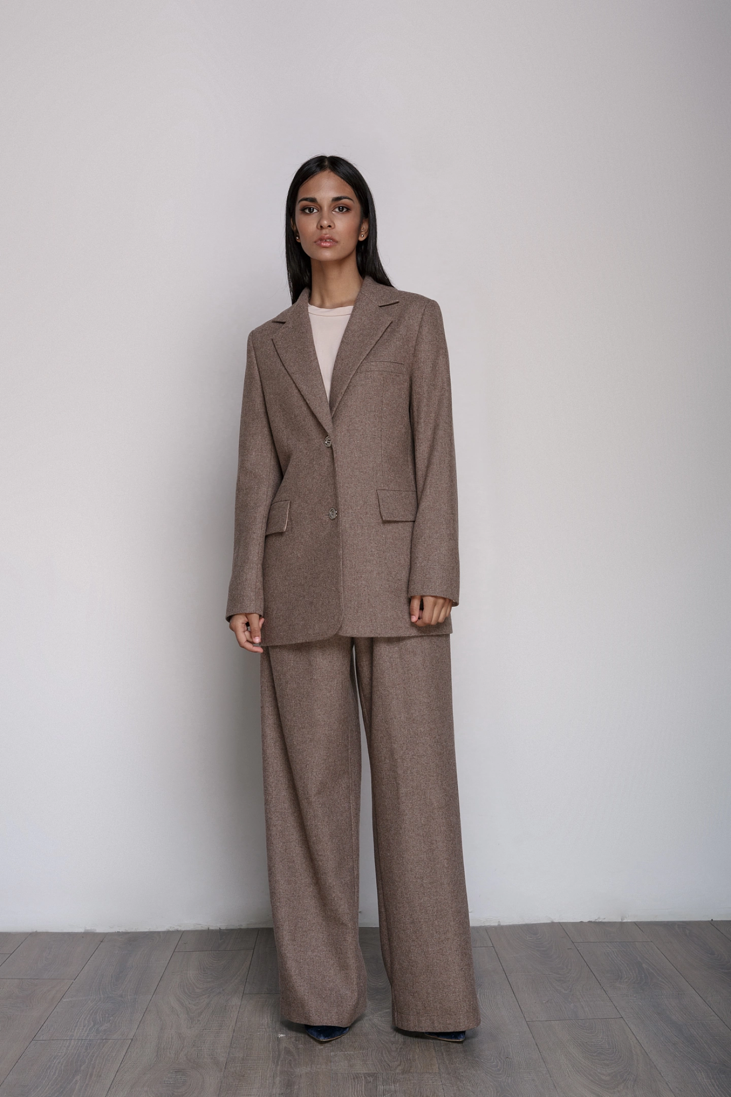 Жакет пальто и брюки с репсовым поясом