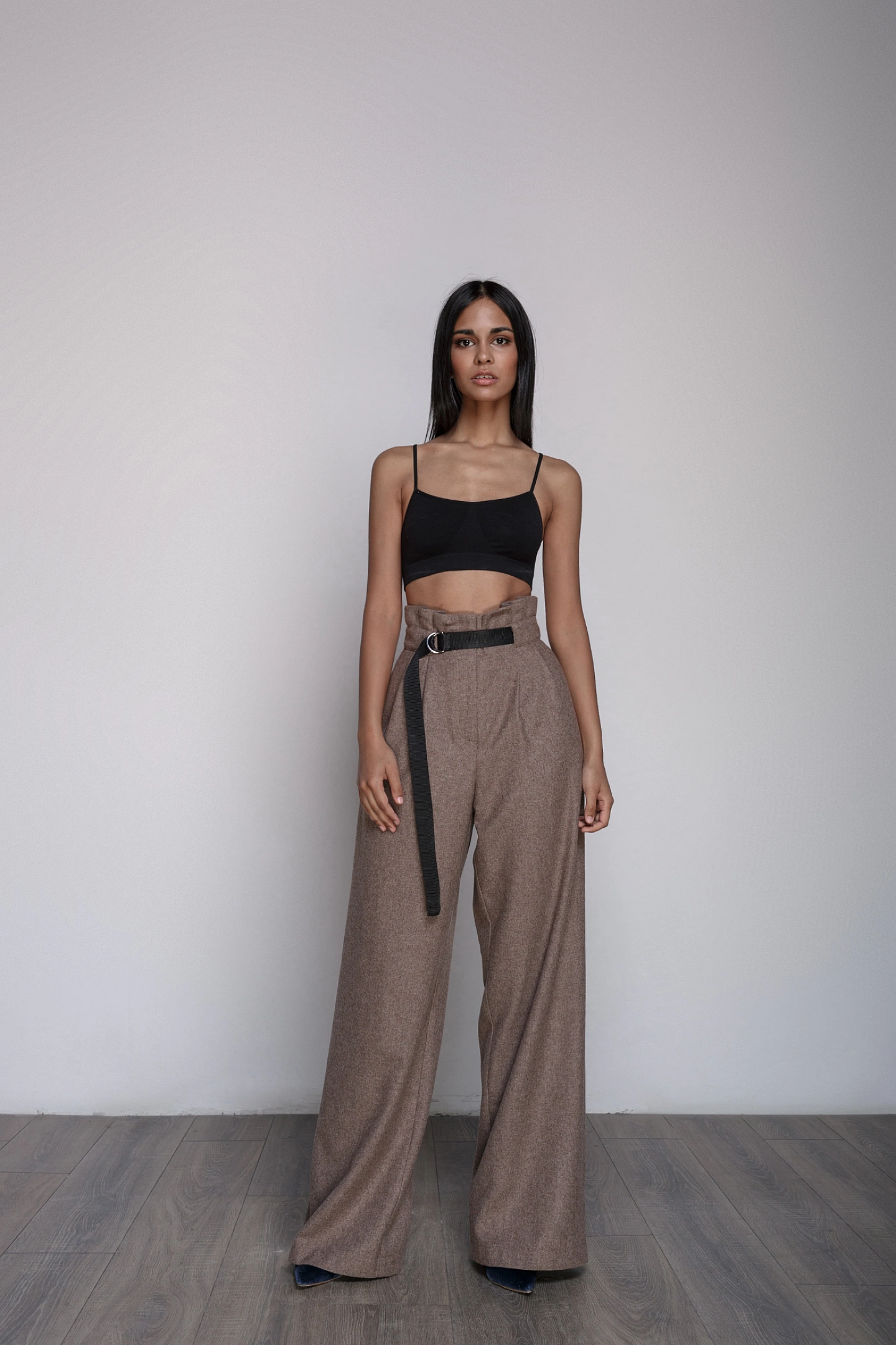 Жакет пальто и брюки с репсовым поясом