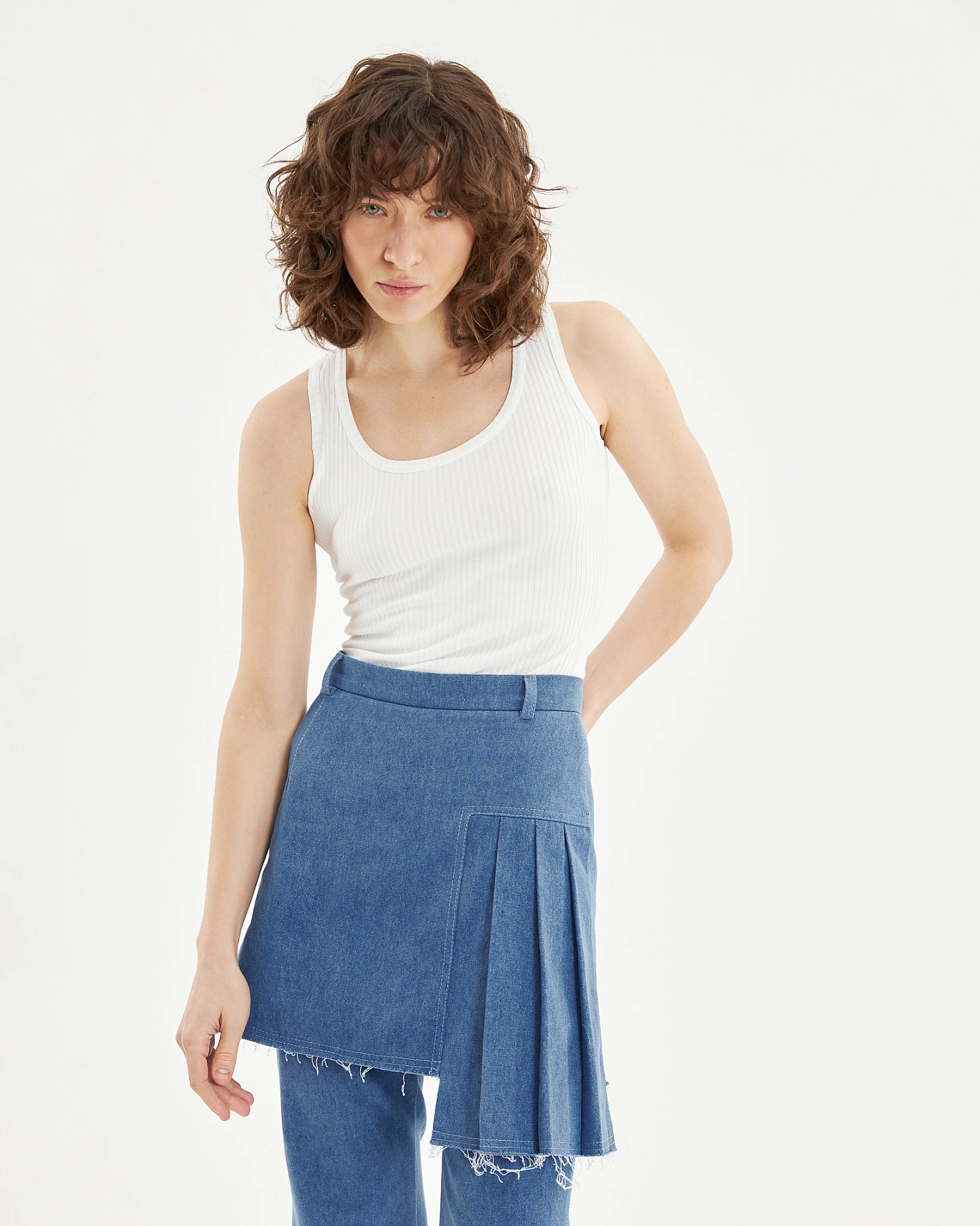 Брюки - клёш с юбкой из денима