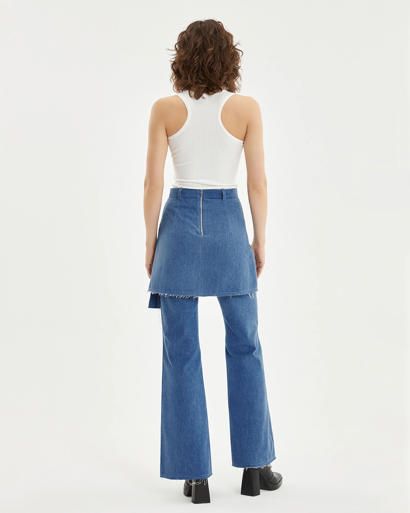 Брюки - клёш с юбкой из денима