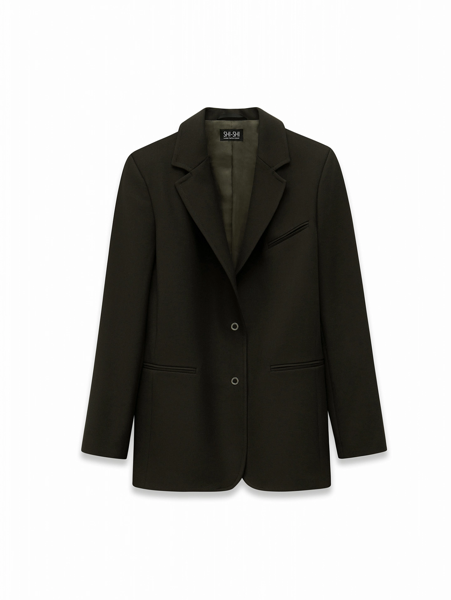 Жакет прямой с двумя кнопками и брюки клёш со шлицами