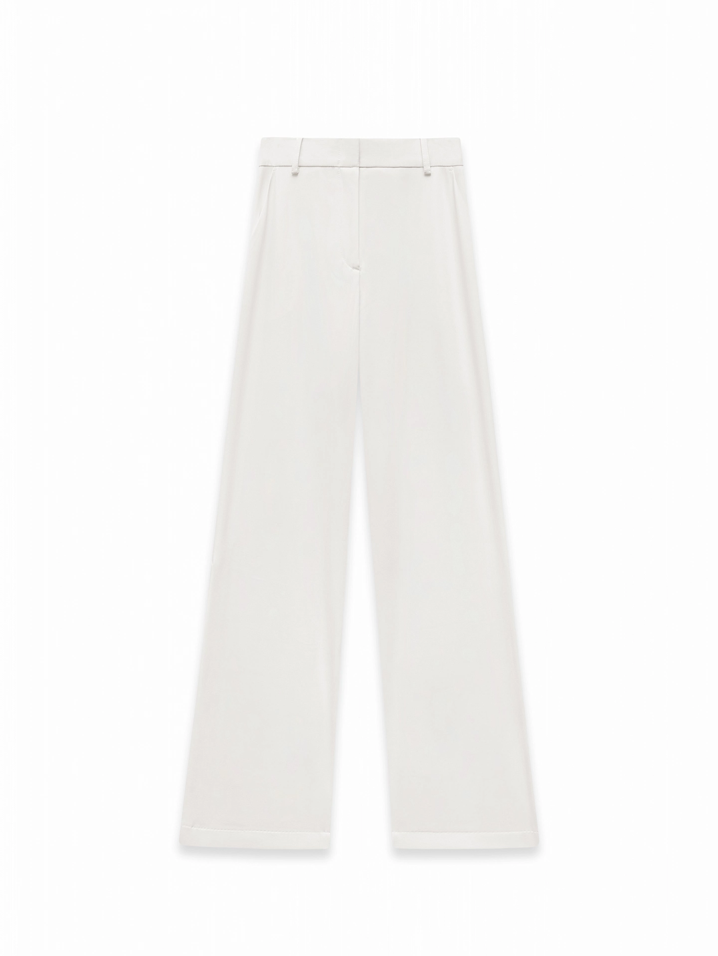 Блуза с высоким воротником-стойка и брюки с разрезами по бокам