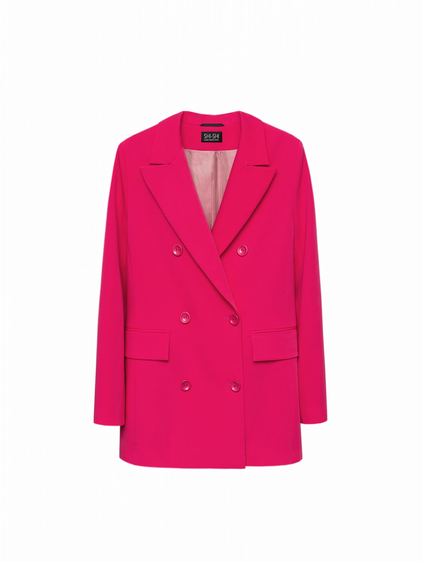 Жакет двубортный с острыми лацканами и брюки с защипами