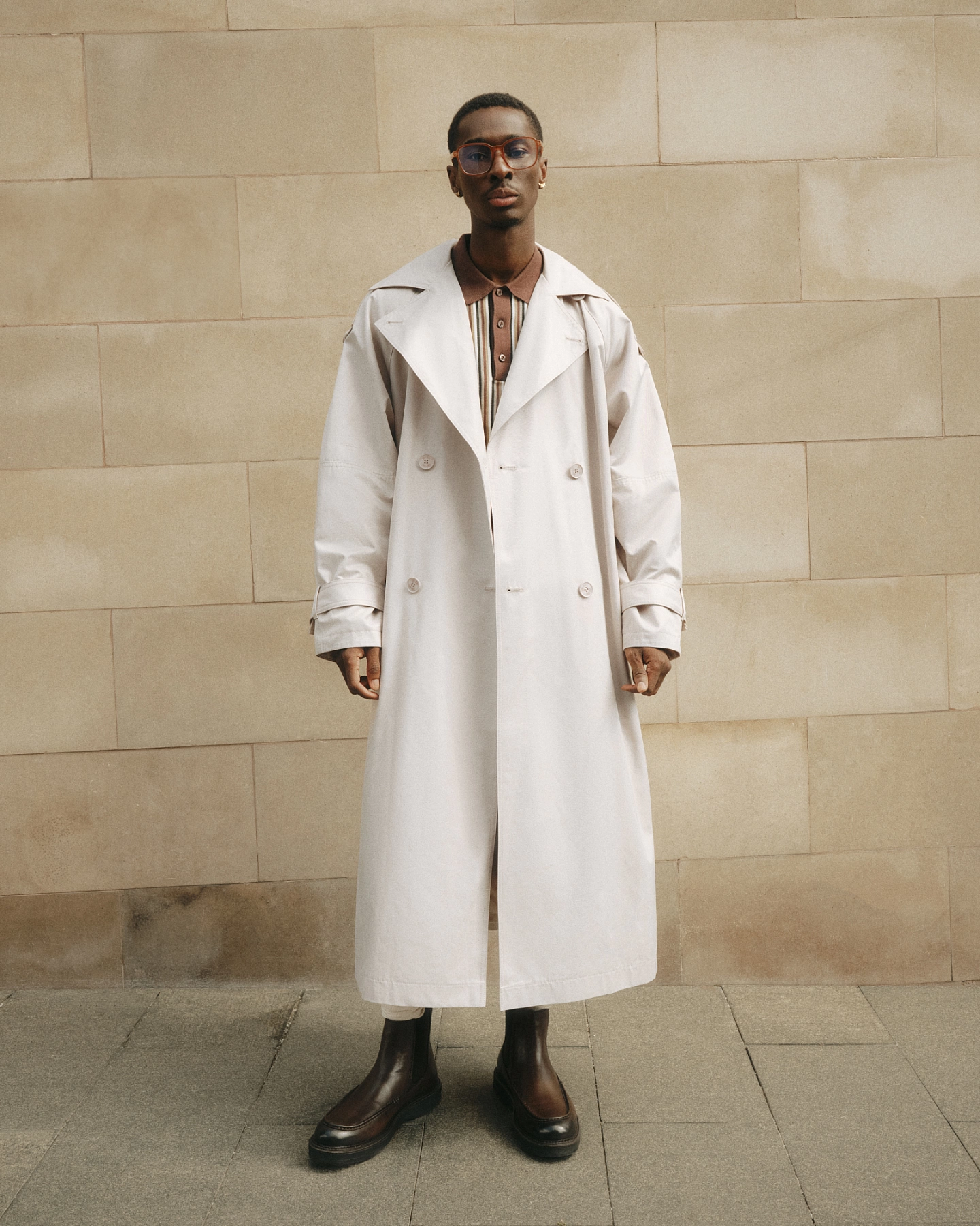 Oversized trench coat with wide sleeves