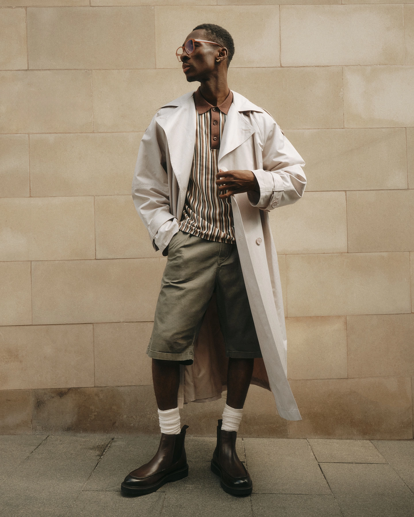 Oversized trench coat with wide sleeves