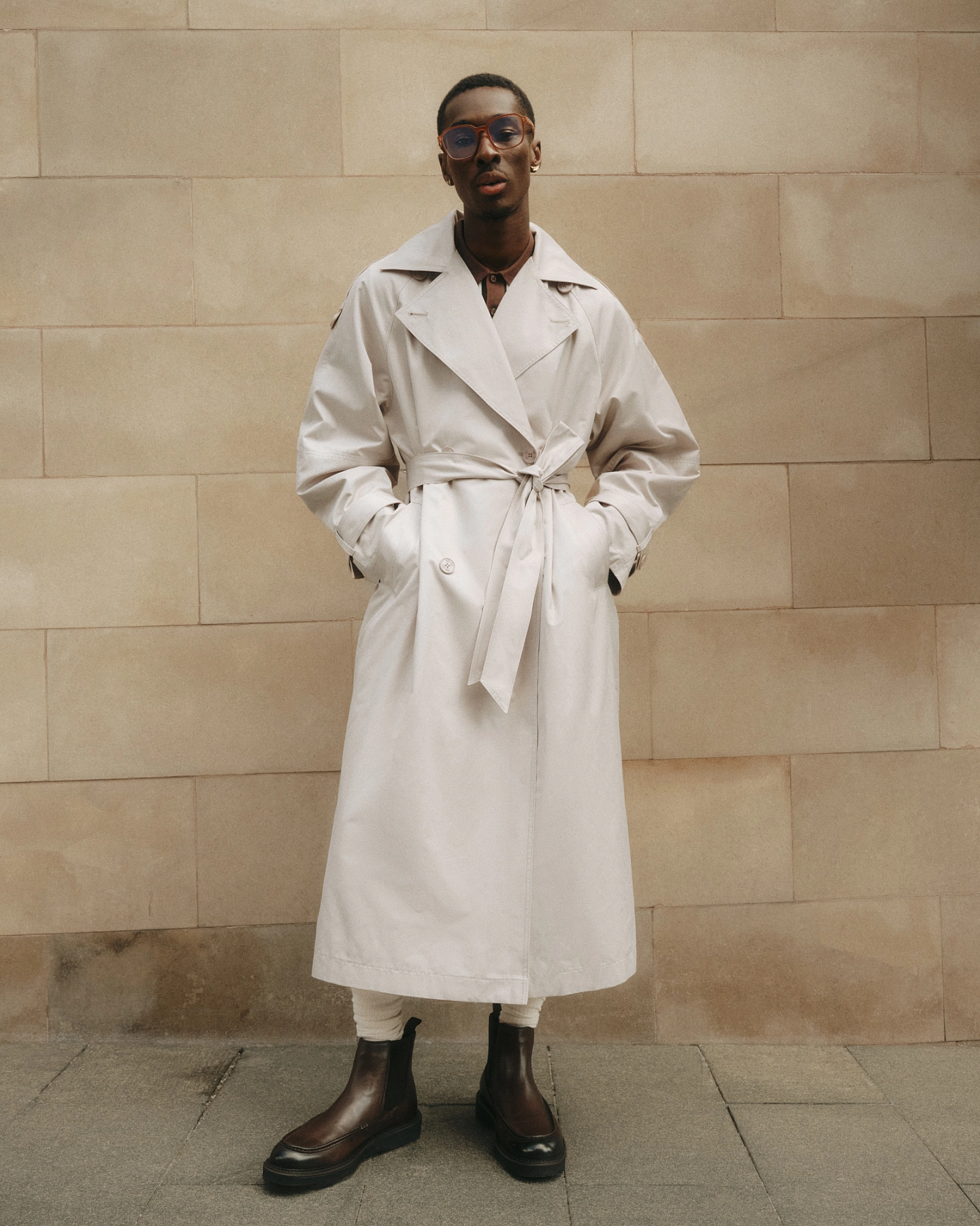 Oversized trench coat with wide sleeves