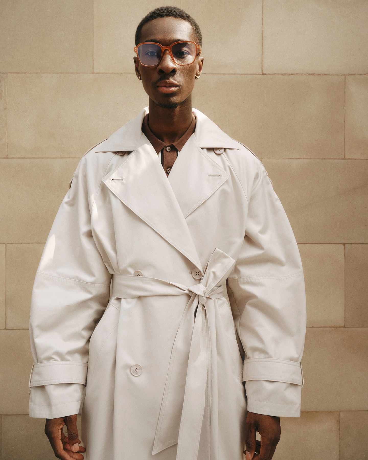 Oversized trench coat with wide sleeves