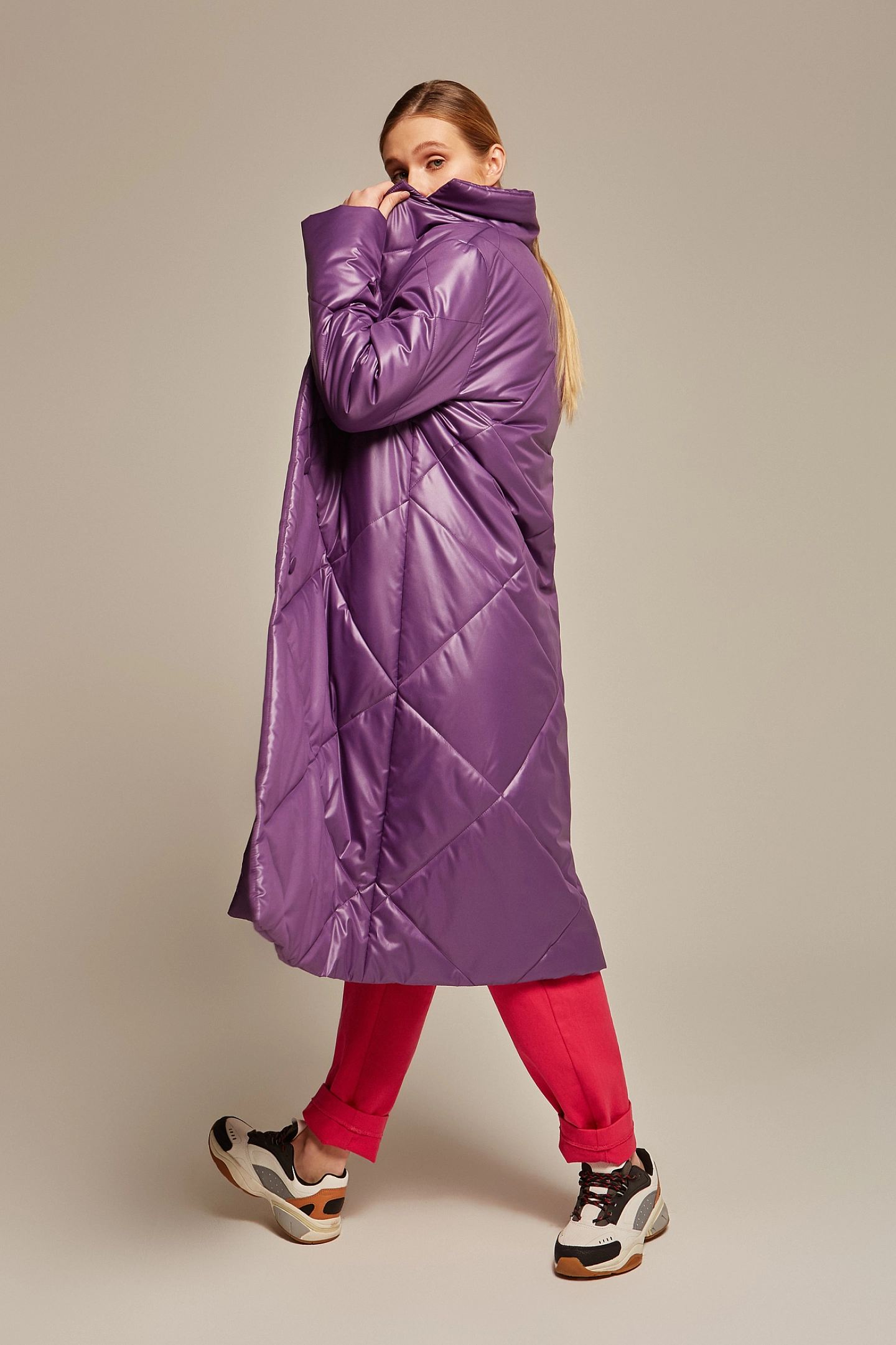 Пальто стеганое трапеция