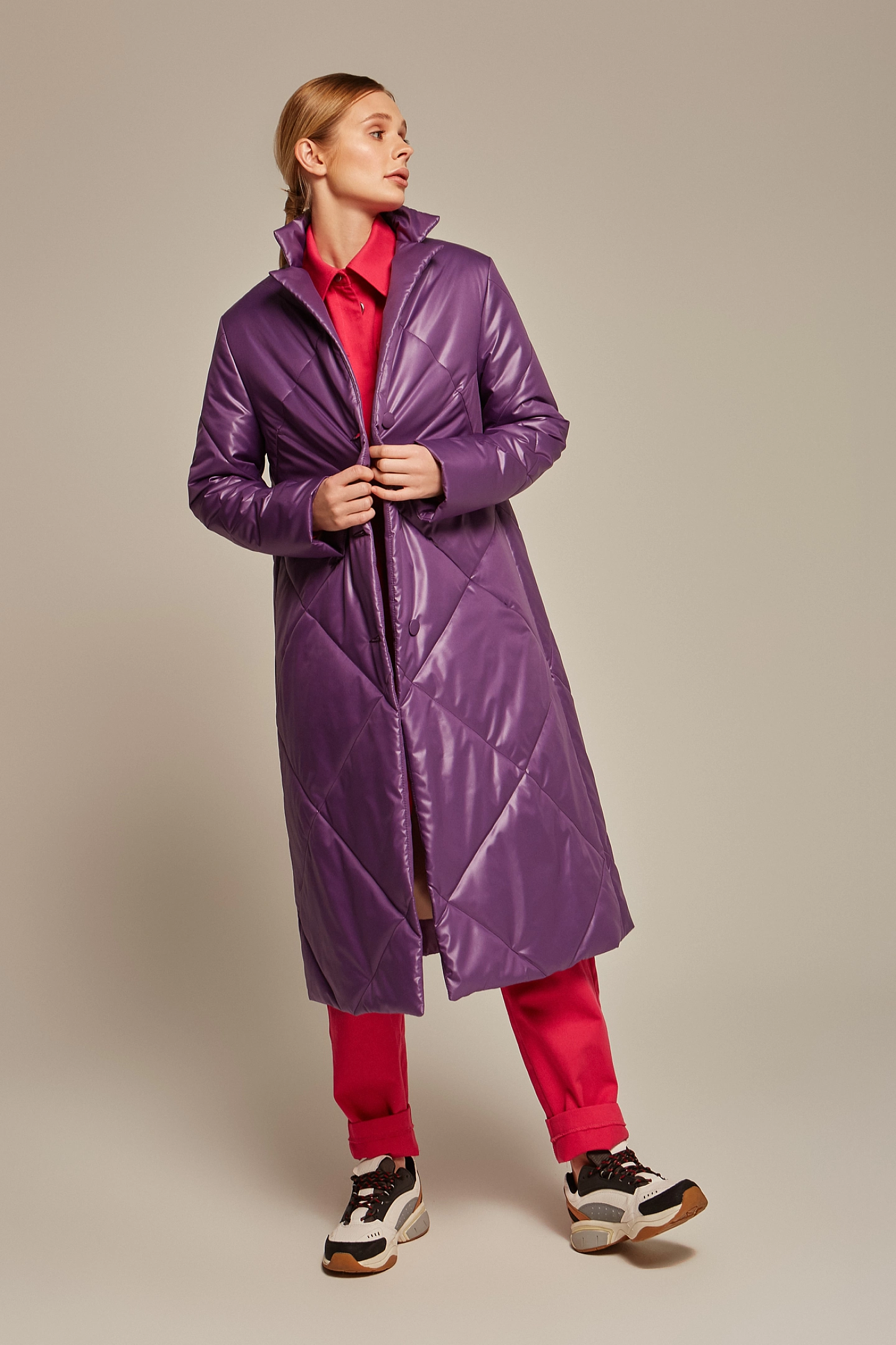 Пальто стеганое трапеция