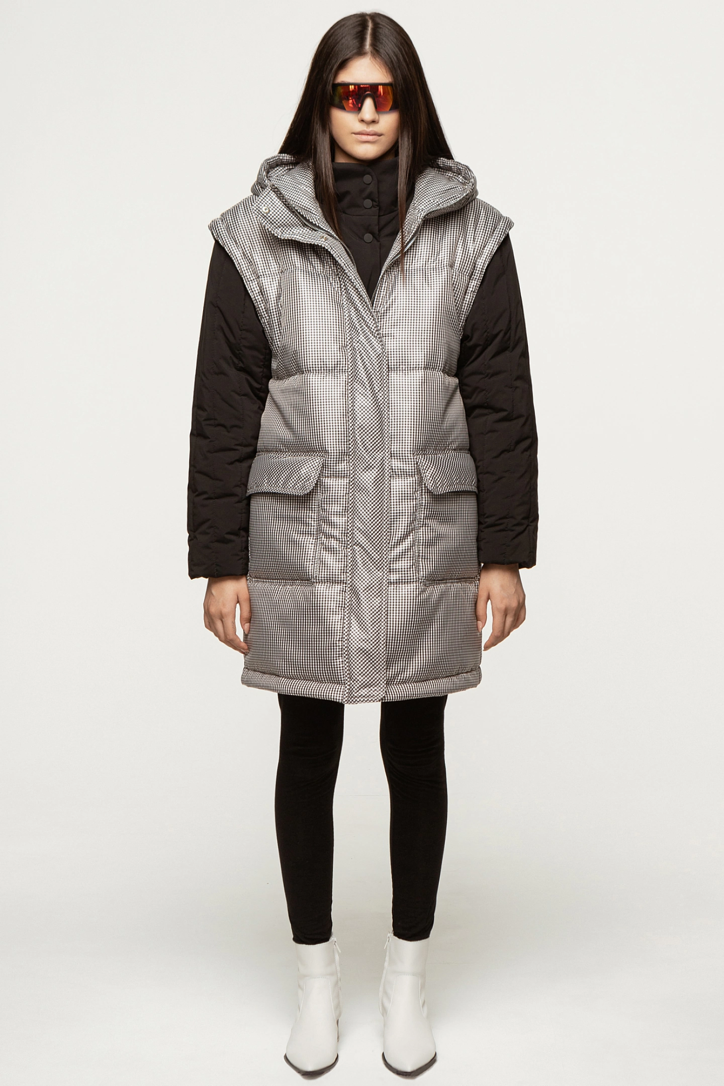 Парка из комбинированных тканей