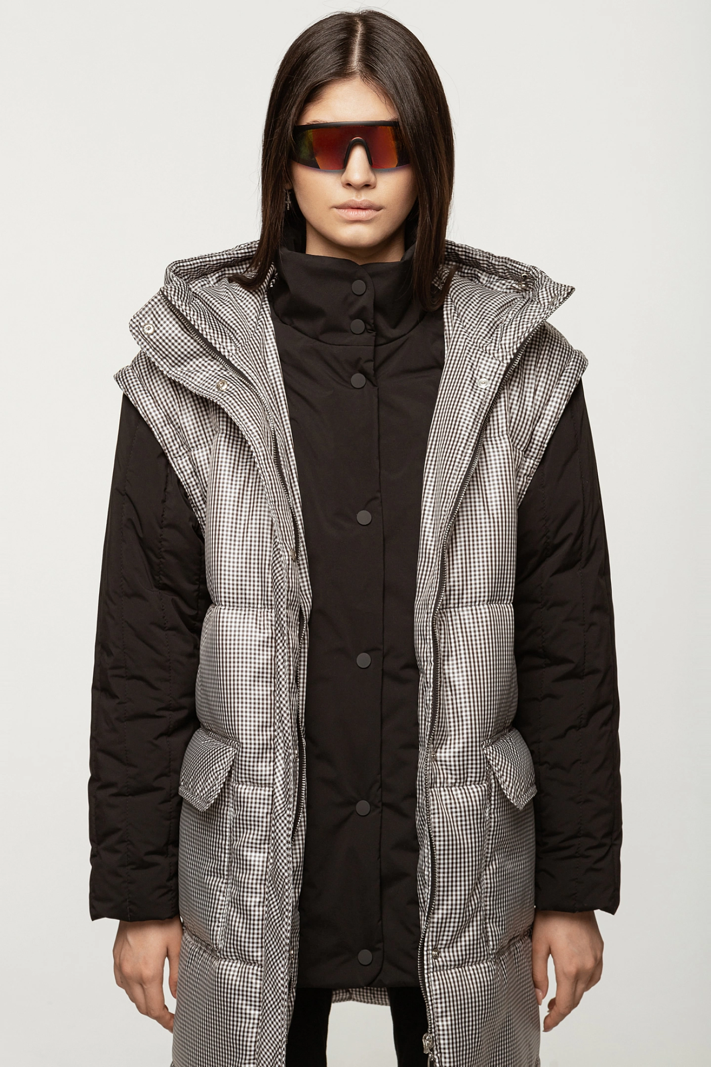 Парка из комбинированных тканей