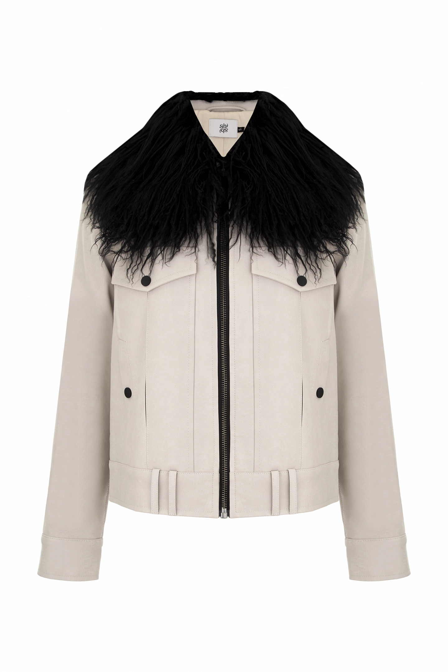 Aviator jacket with removable fur collar
