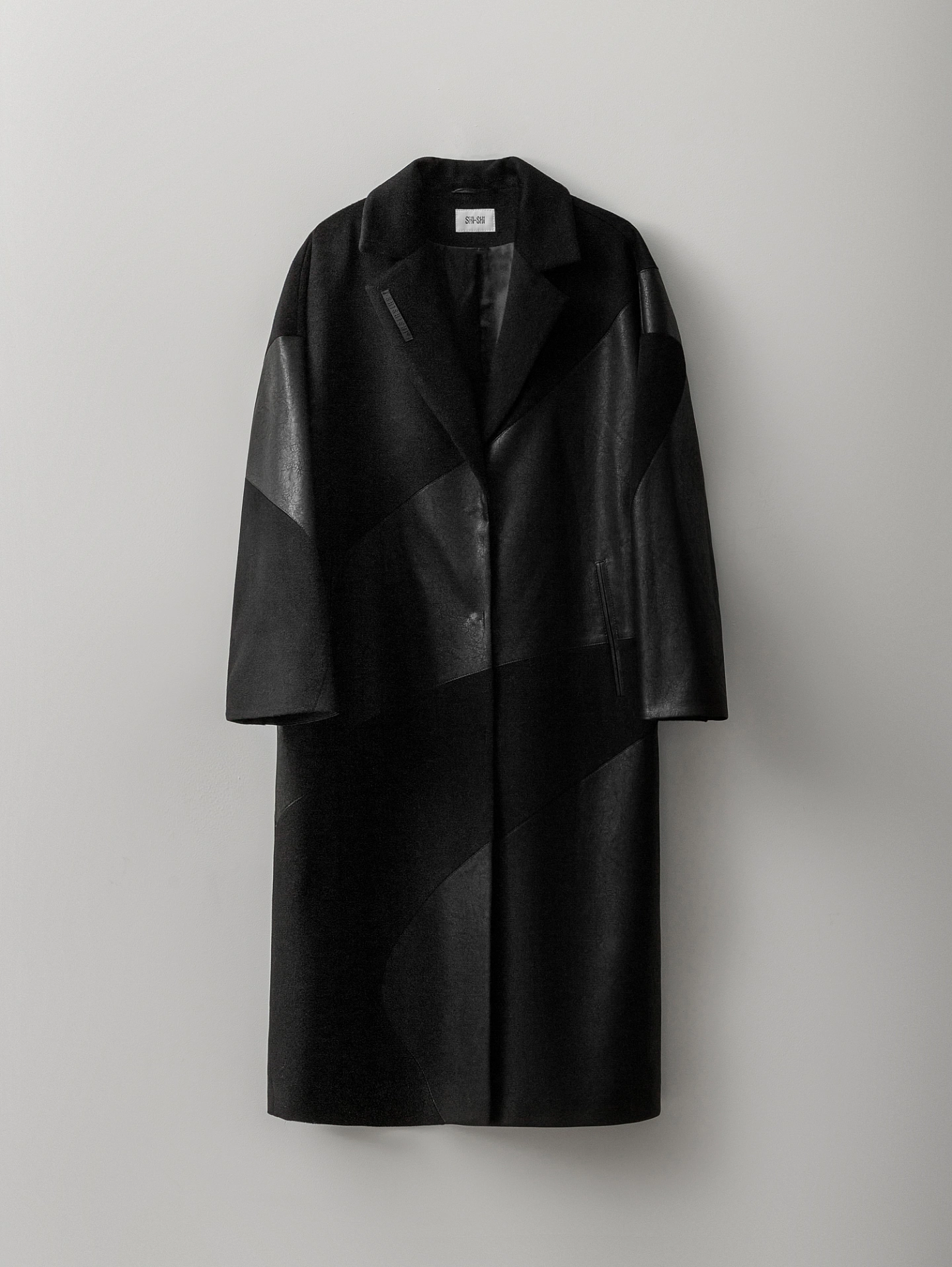 Пальто однобортное комбинированное