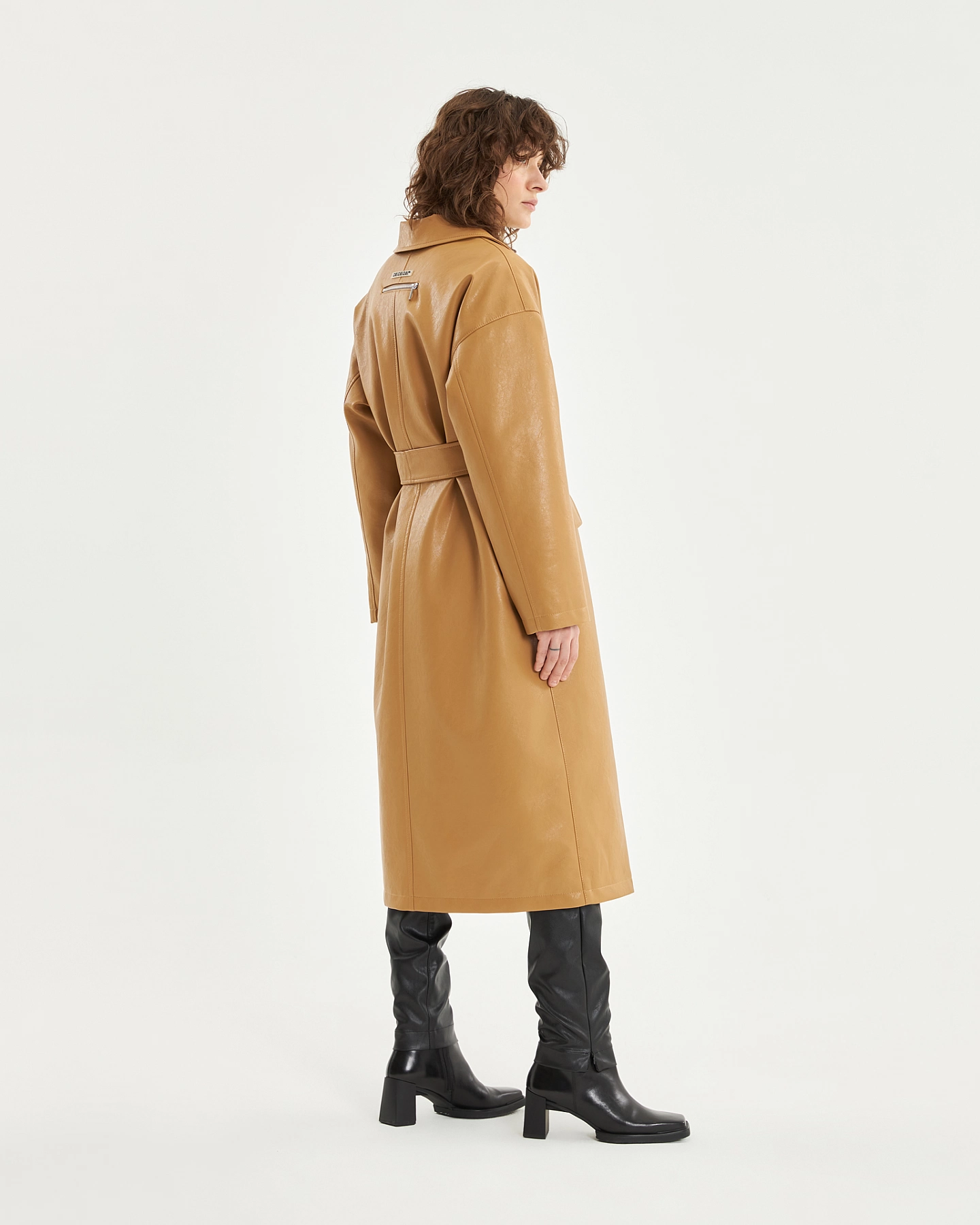 Warmed eco-leather coat