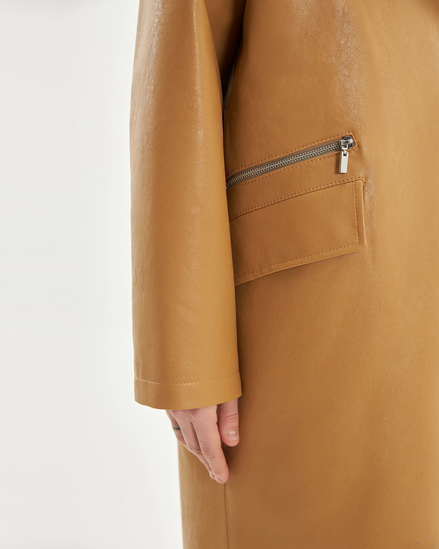 Warmed eco-leather coat