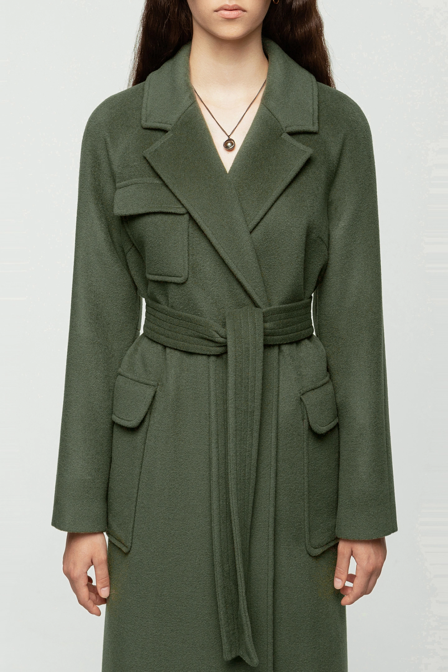 Пальто реглан с накладными карманами