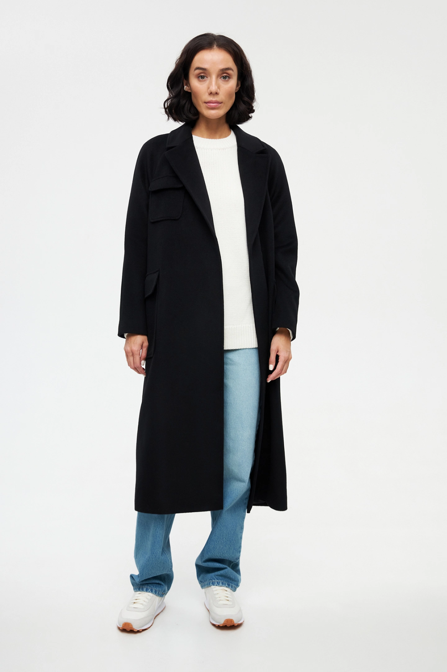 Пальто реглан с накладными карманами